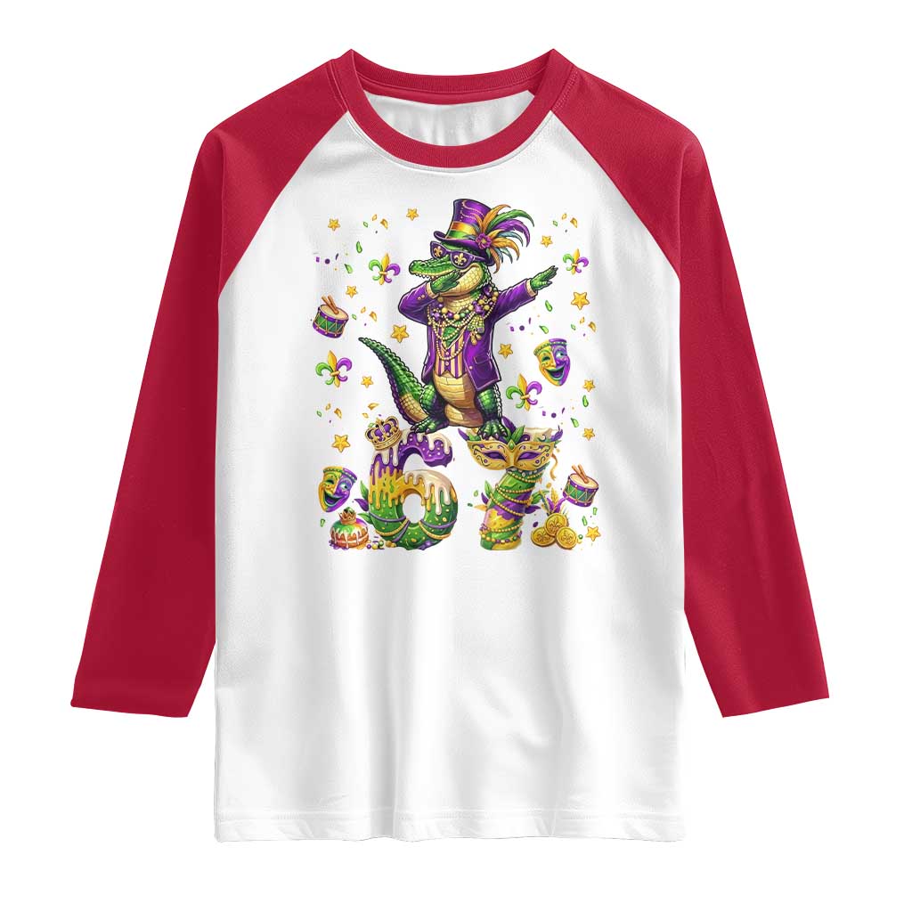 Funny Mardigator Alligator Six Seven Meme Raglan Shirt Mardi Gras Gifts