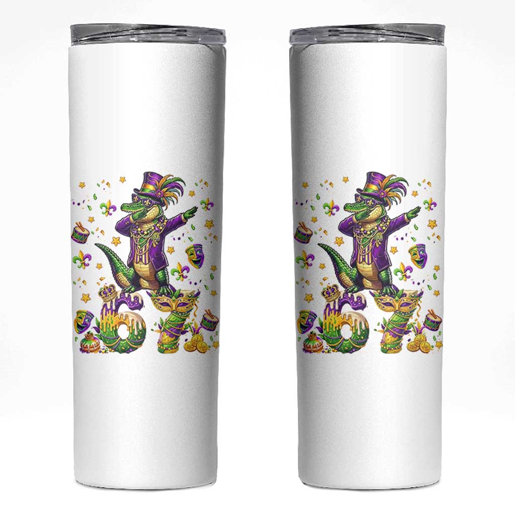 Funny Mardigator Alligator Six Seven Meme Skinny Tumbler Mardi Gras Gifts