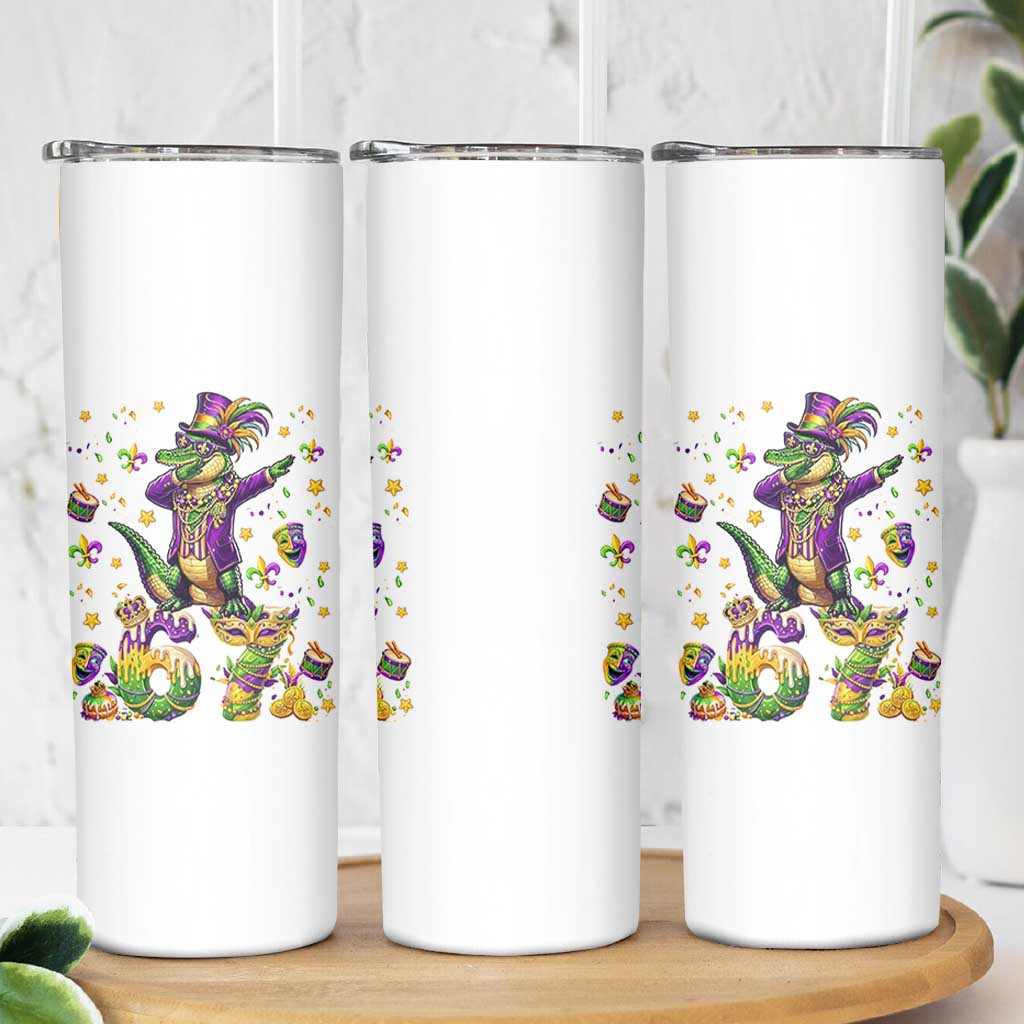 Funny Mardigator Alligator Six Seven Meme Skinny Tumbler Mardi Gras Gifts