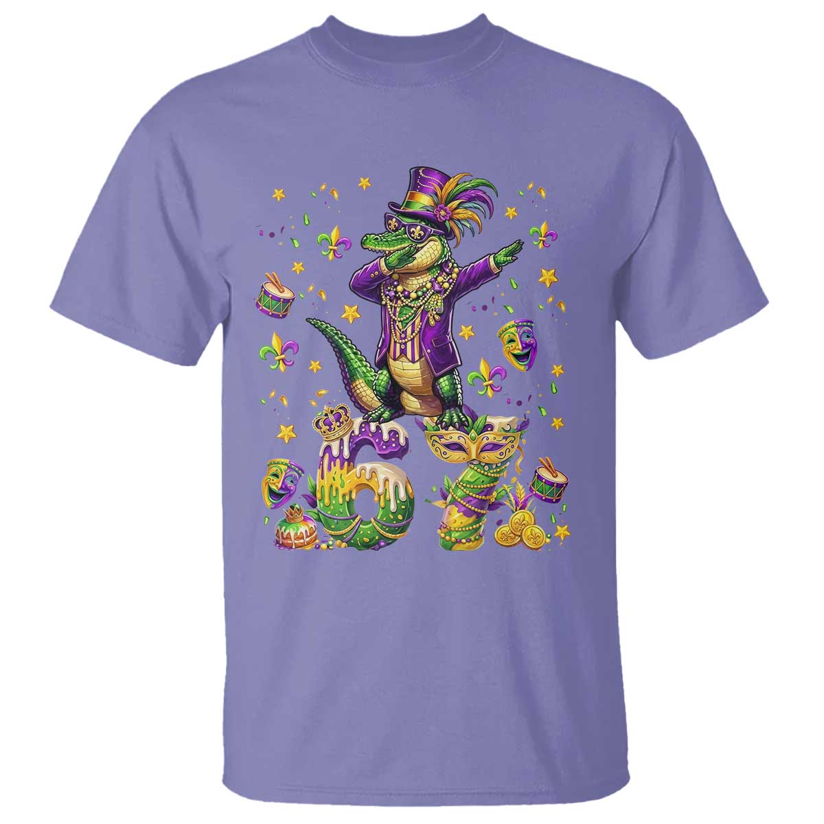 Funny Mardigator Alligator Six Seven Meme T Shirt Mardi Gras Gifts