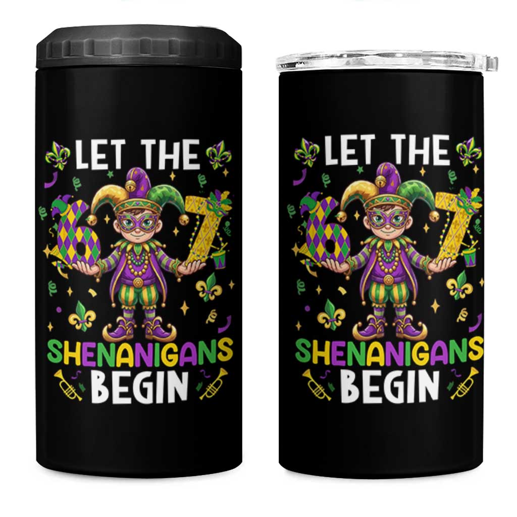 Let The 67 Shenanigans Begin 4 in 1 Can Cooler Tumbler Six Seven Meme Mardi Gras