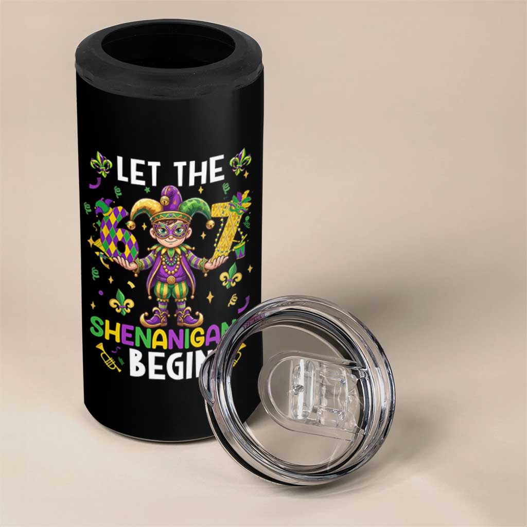 Let The 67 Shenanigans Begin 4 in 1 Can Cooler Tumbler Six Seven Meme Mardi Gras