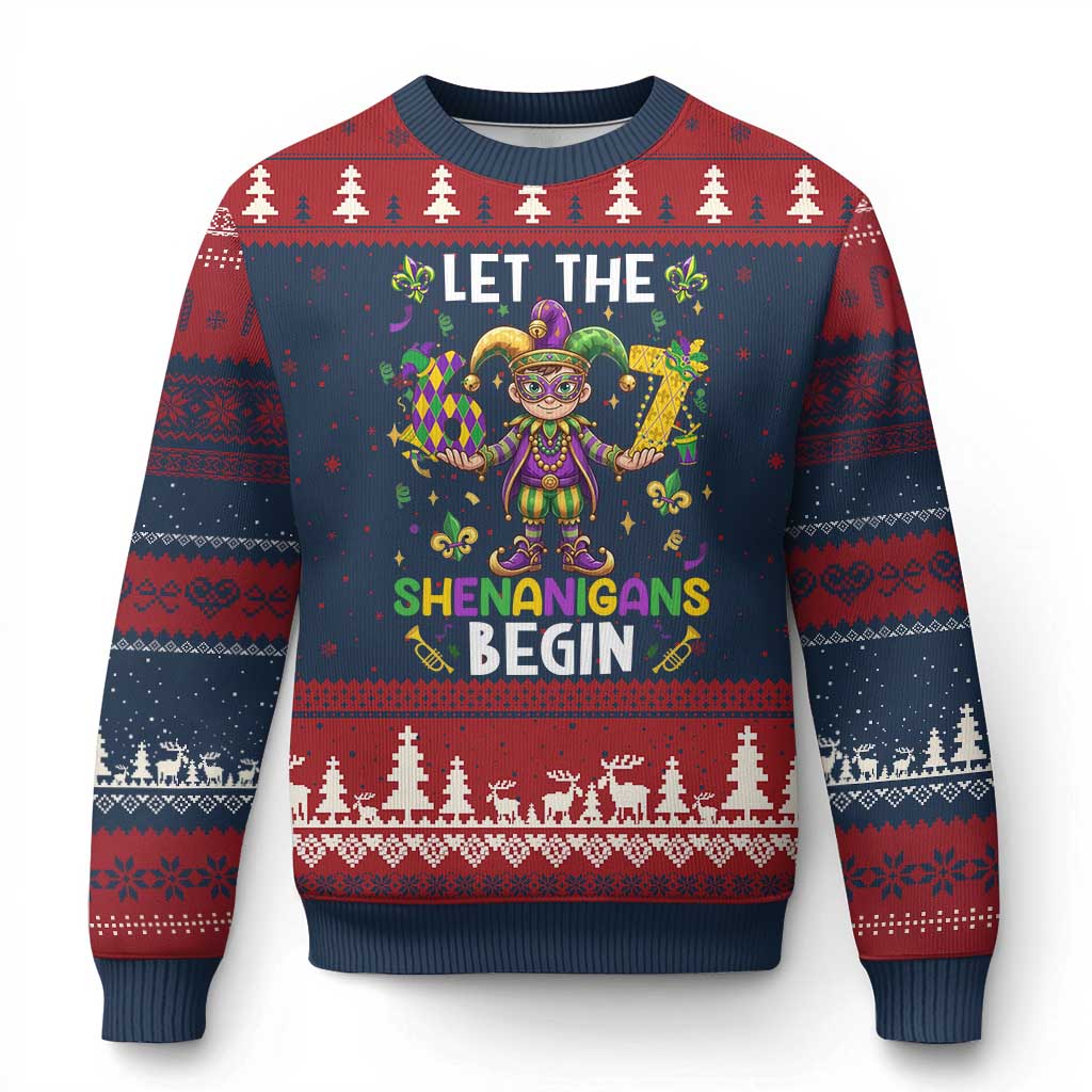 Let The 67 Shenanigans Begin Ugly Christmas Sweater Six Seven Meme Mardi Gras