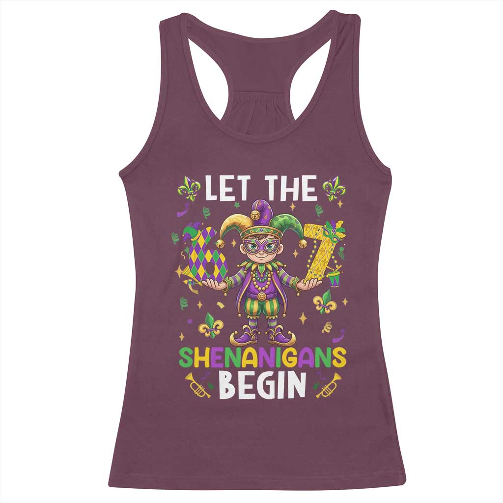 Let The 67 Shenanigans Begin Racerback Tank Top Six Seven Meme Mardi Gras