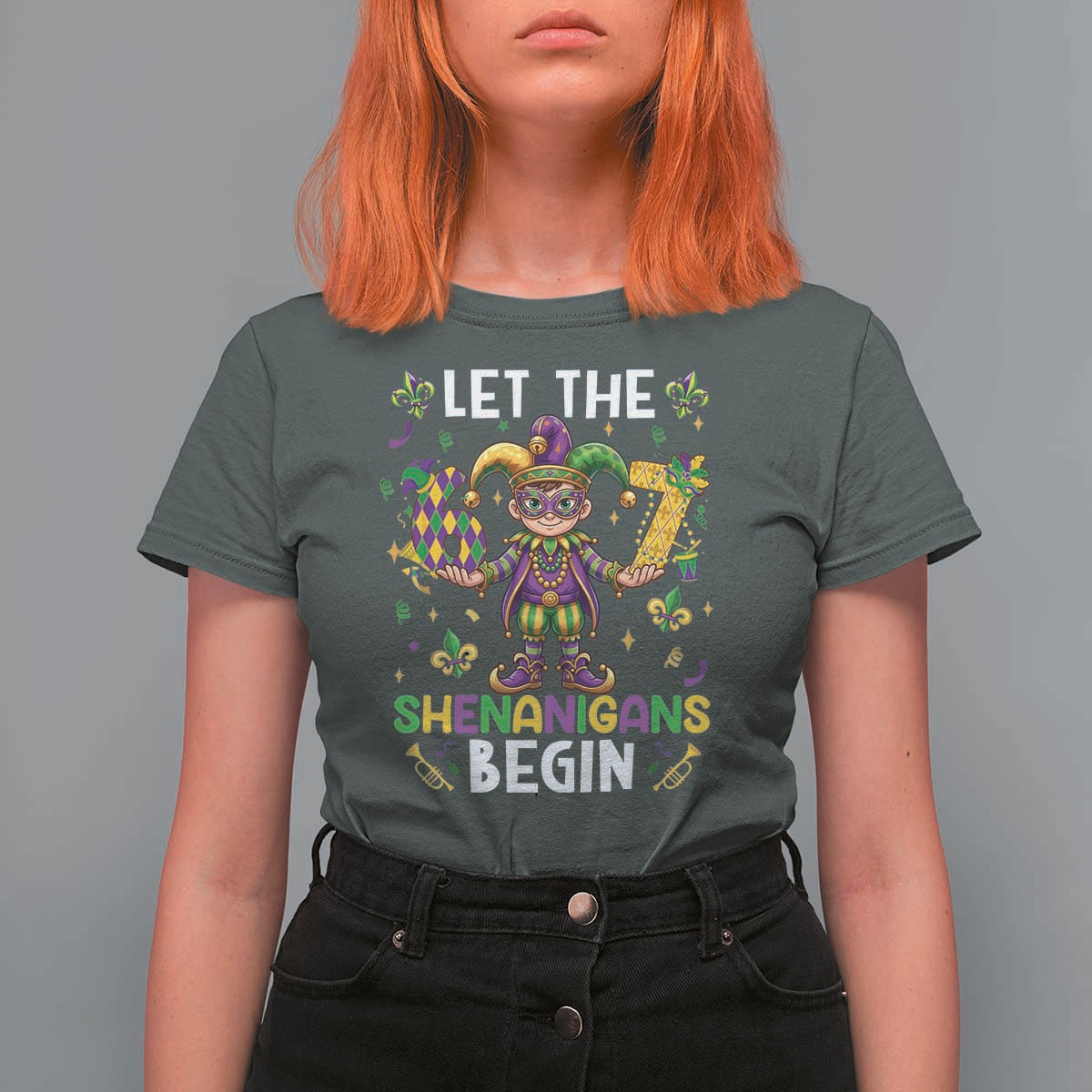 Let The 67 Shenanigans Begin T Shirt For Women Six Seven Meme Mardi Gras