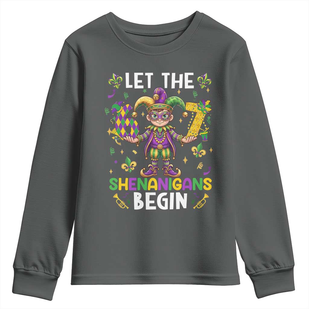Let The 67 Shenanigans Begin Youth Sweatshirt Six Seven Meme Mardi Gras