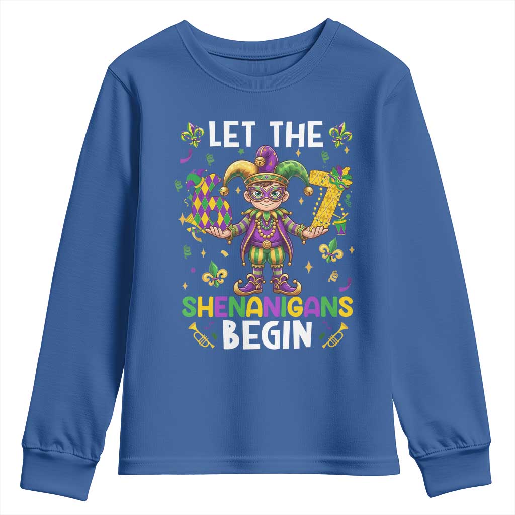 Let The 67 Shenanigans Begin Youth Sweatshirt Six Seven Meme Mardi Gras