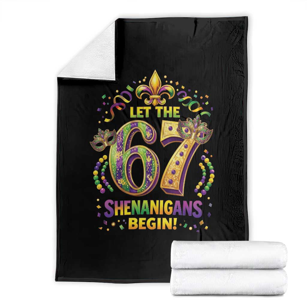 Mardi Gras Six Seven Throw Blanket Let The 67 Shenanigans Begin