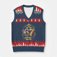 Mardi Gras Six Seven V-Neck Knit Sweater Vest Let The 67 Shenanigans Begin