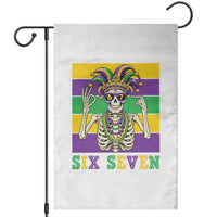 Funny Mardi Gras Skeleton Garden Flag Six Seven Meme