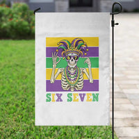 Funny Mardi Gras Skeleton Garden Flag Six Seven Meme
