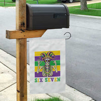 Funny Mardi Gras Skeleton Garden Flag Six Seven Meme