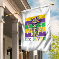 Funny Mardi Gras Skeleton Garden Flag Six Seven Meme
