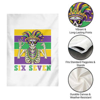 Funny Mardi Gras Skeleton Garden Flag Six Seven Meme