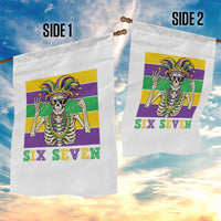 Funny Mardi Gras Skeleton Garden Flag Six Seven Meme