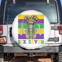Funny Mardi Gras Skeleton Spare Tire Cover Six Seven Meme