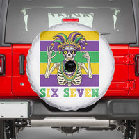 Funny Mardi Gras Skeleton Spare Tire Cover Six Seven Meme