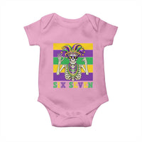 Funny Mardi Gras Skeleton Baby Onesie Six Seven Meme