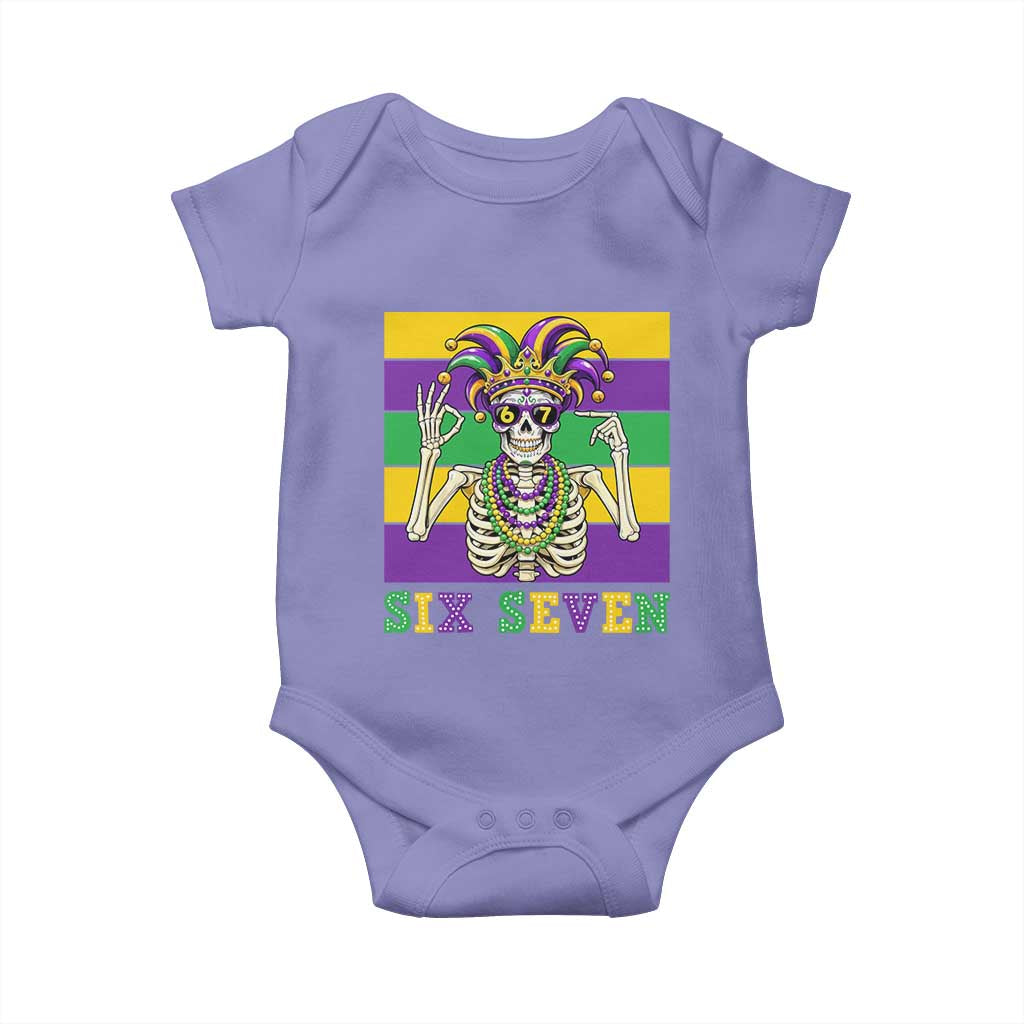 Funny Mardi Gras Skeleton Baby Onesie Six Seven Meme