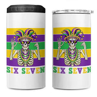 Funny Mardi Gras Skeleton 4 in 1 Can Cooler Tumbler Six Seven Meme