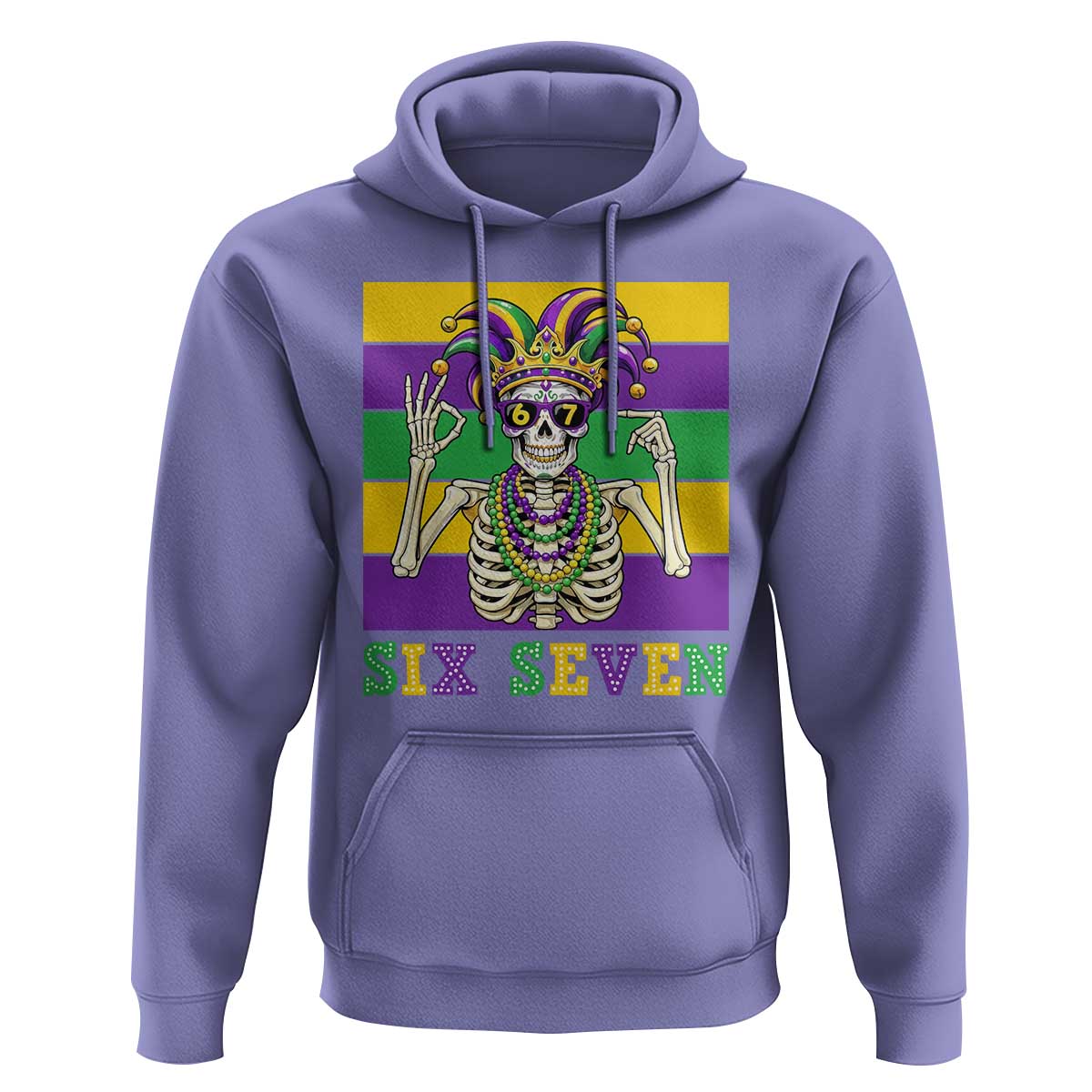 Funny Mardi Gras Skeleton Hoodie Six Seven Meme