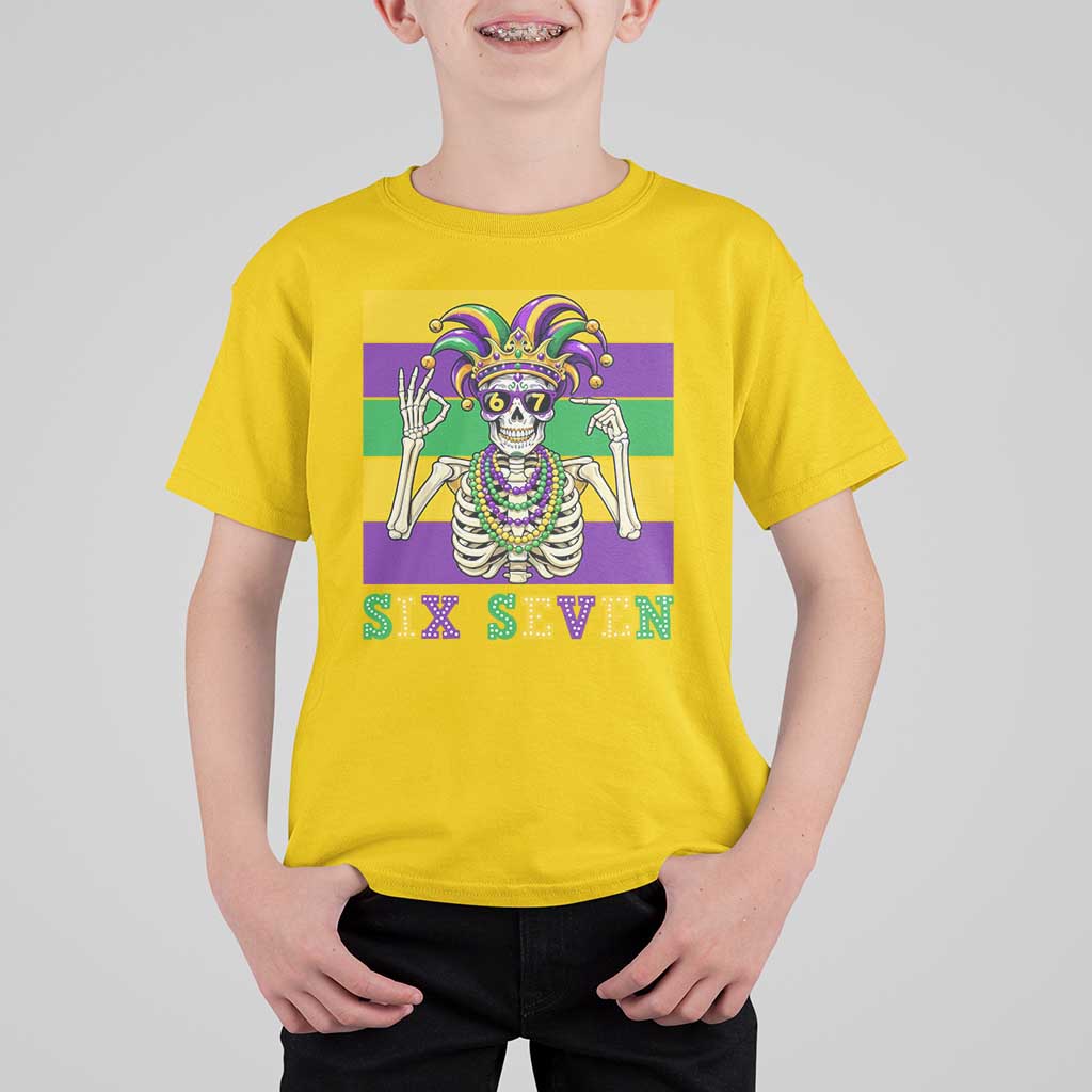 Funny Mardi Gras Skeleton T Shirt For Kid Six Seven Meme