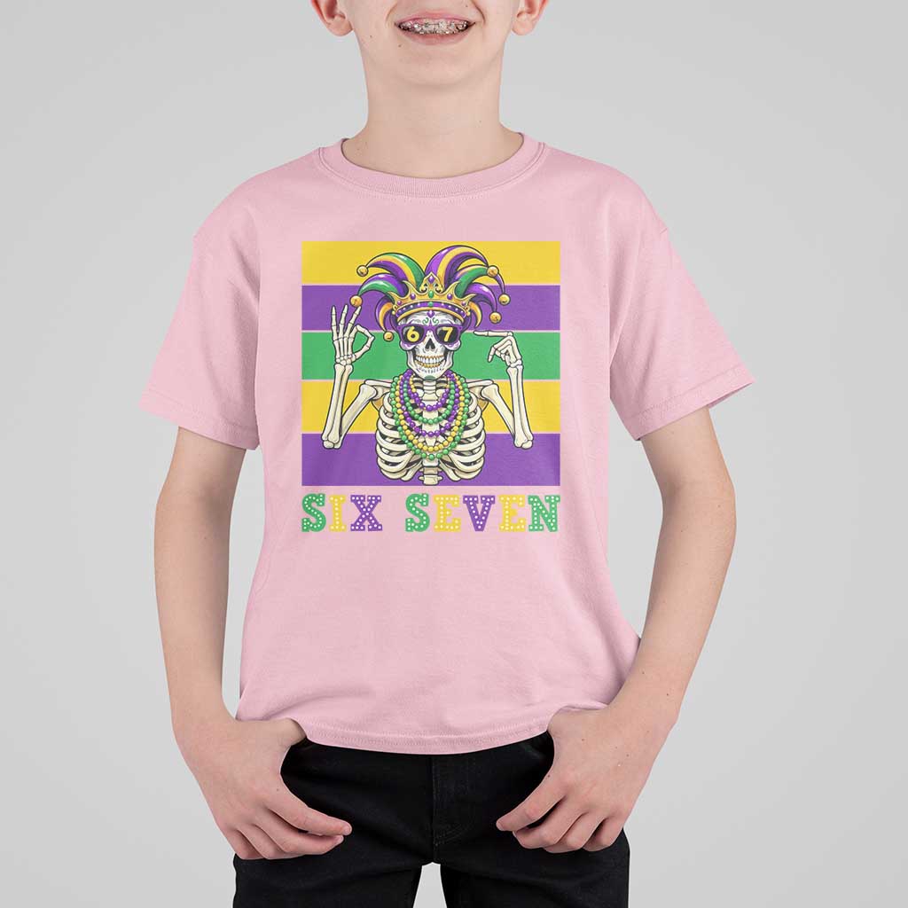 Funny Mardi Gras Skeleton T Shirt For Kid Six Seven Meme