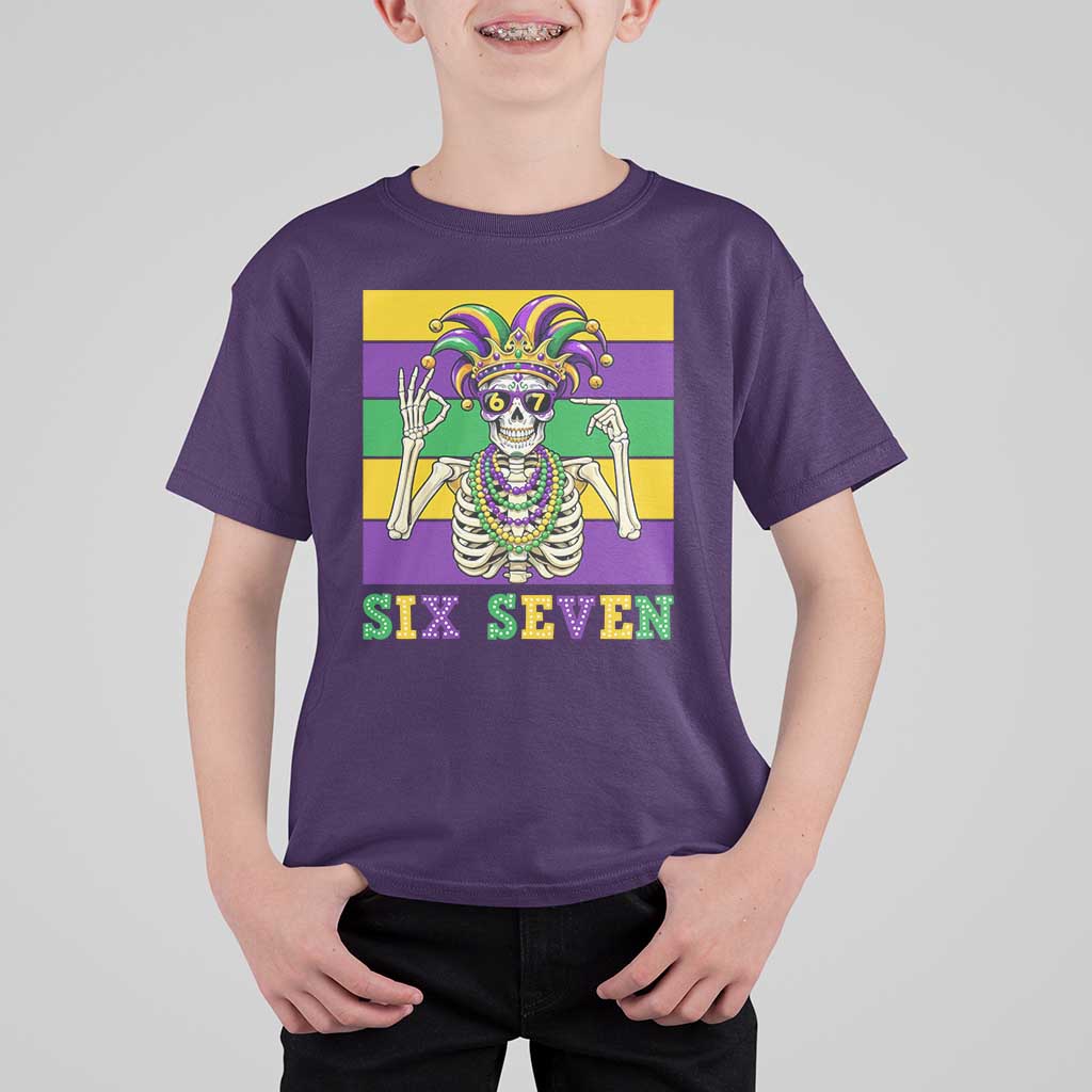 Funny Mardi Gras Skeleton T Shirt For Kid Six Seven Meme