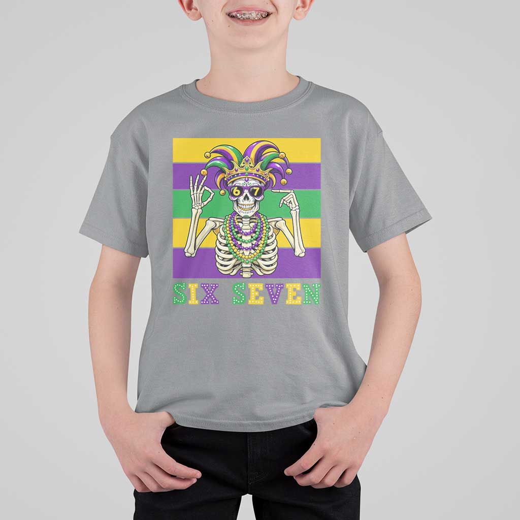 Funny Mardi Gras Skeleton T Shirt For Kid Six Seven Meme