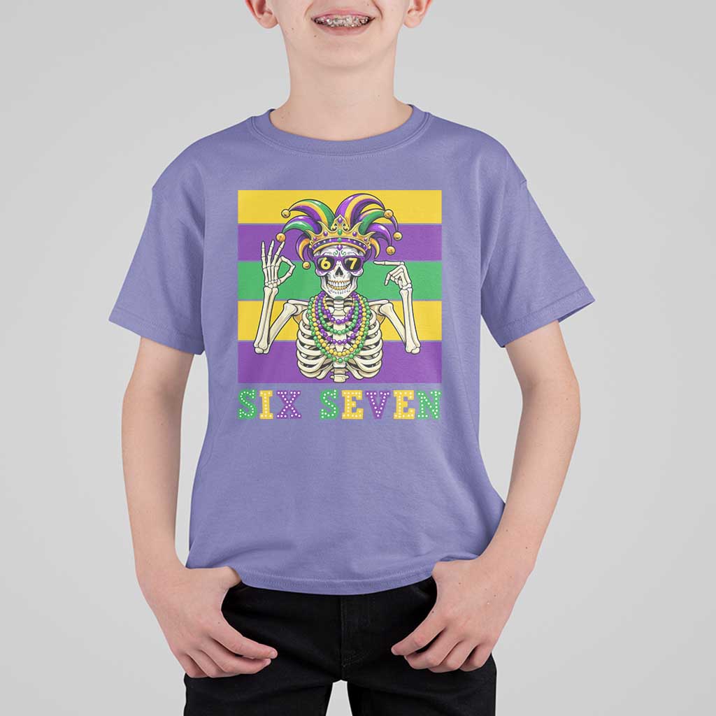 Funny Mardi Gras Skeleton T Shirt For Kid Six Seven Meme