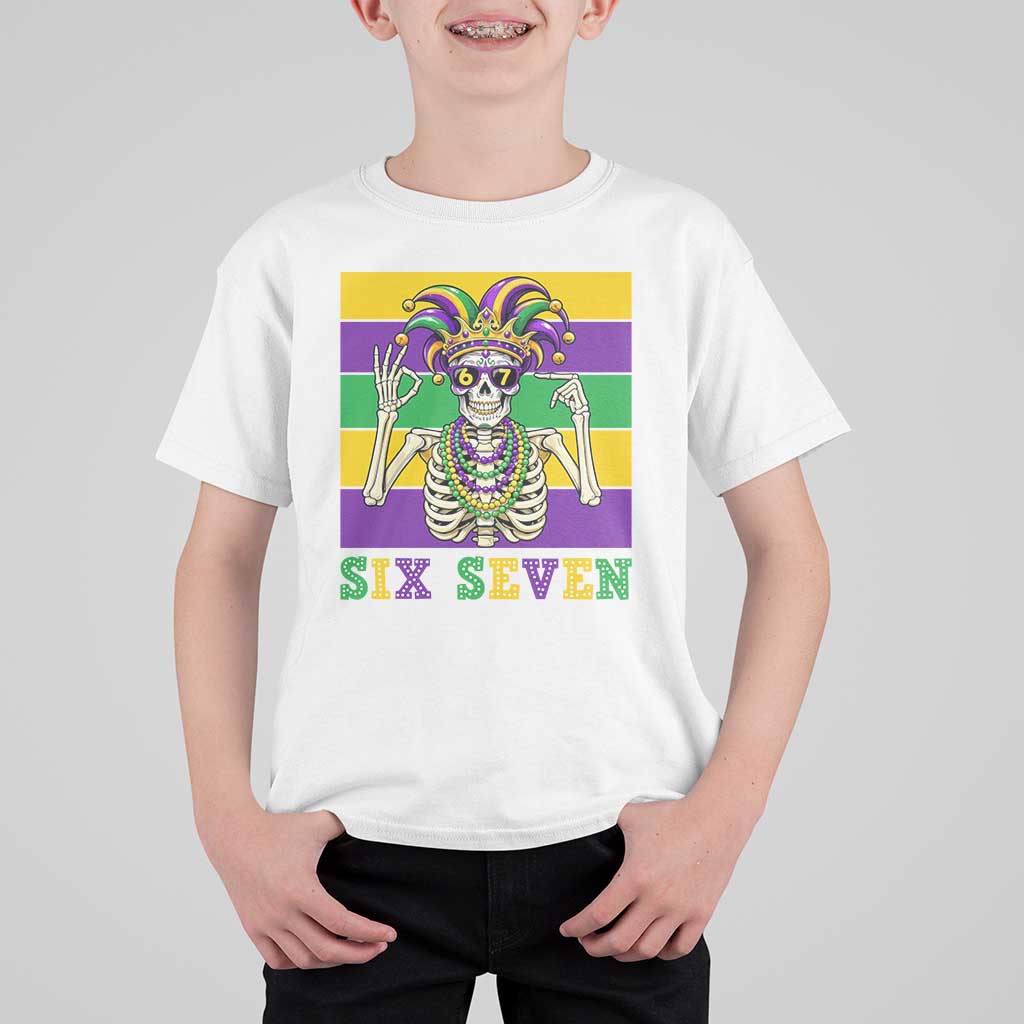 Funny Mardi Gras Skeleton T Shirt For Kid Six Seven Meme