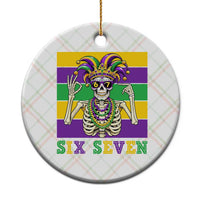 Funny Mardi Gras Skeleton Ceramic Ornament Six Seven Meme