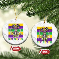 Funny Mardi Gras Skeleton Ceramic Ornament Six Seven Meme