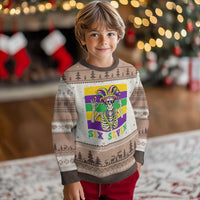 Funny Mardi Gras Skeleton Ugly Christmas Sweater Six Seven Meme
