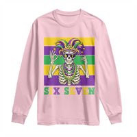 Funny Mardi Gras Skeleton Long Sleeve Shirt Six Seven Meme