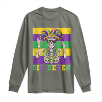 Funny Mardi Gras Skeleton Long Sleeve Shirt Six Seven Meme