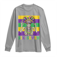 Funny Mardi Gras Skeleton Long Sleeve Shirt Six Seven Meme