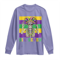 Funny Mardi Gras Skeleton Long Sleeve Shirt Six Seven Meme