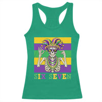 Funny Mardi Gras Skeleton Racerback Tank Top Six Seven Meme