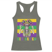 Funny Mardi Gras Skeleton Racerback Tank Top Six Seven Meme