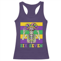 Funny Mardi Gras Skeleton Racerback Tank Top Six Seven Meme