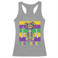 Funny Mardi Gras Skeleton Racerback Tank Top Six Seven Meme