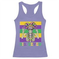Funny Mardi Gras Skeleton Racerback Tank Top Six Seven Meme
