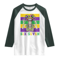 Funny Mardi Gras Skeleton Raglan Shirt Six Seven Meme