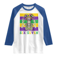 Funny Mardi Gras Skeleton Raglan Shirt Six Seven Meme