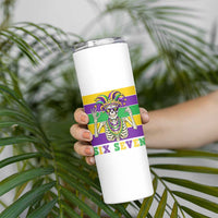 Funny Mardi Gras Skeleton Skinny Tumbler Six Seven Meme