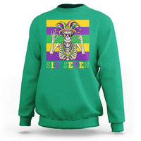 Funny Mardi Gras Skeleton Sweatshirt Six Seven Meme