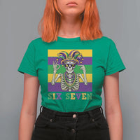 Funny Mardi Gras Skeleton T Shirt For Women Six Seven Meme