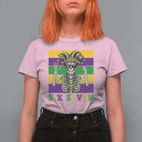 Funny Mardi Gras Skeleton T Shirt For Women Six Seven Meme
