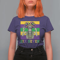 Funny Mardi Gras Skeleton T Shirt For Women Six Seven Meme